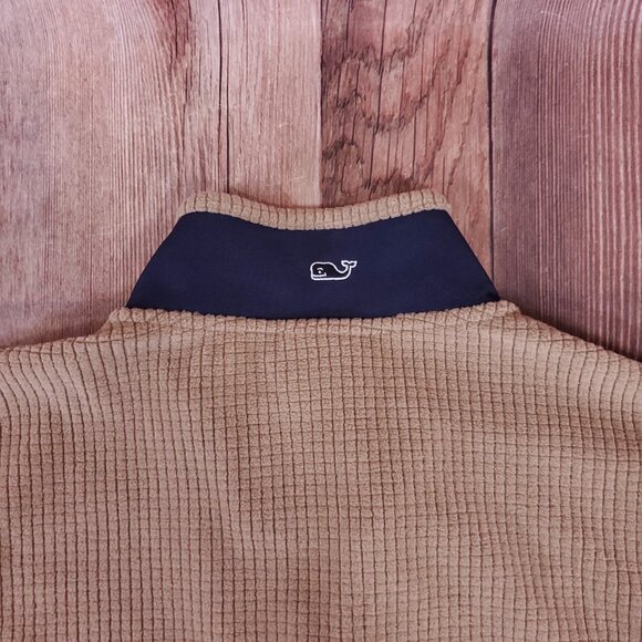 Vineyard Vines Mens Size Large Grid Fleece Full Zip Jacket Brown Whale Warm - Picture 9 of 14